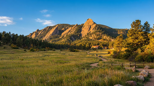 Boulder Flatirons seen from Chautauqua Park